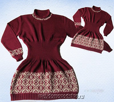 темно красное платье свитер