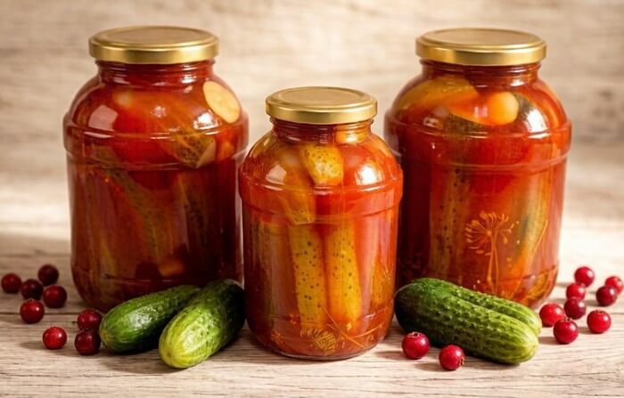 Рецепт огурцов в клюквенной заливке на зиму без соли